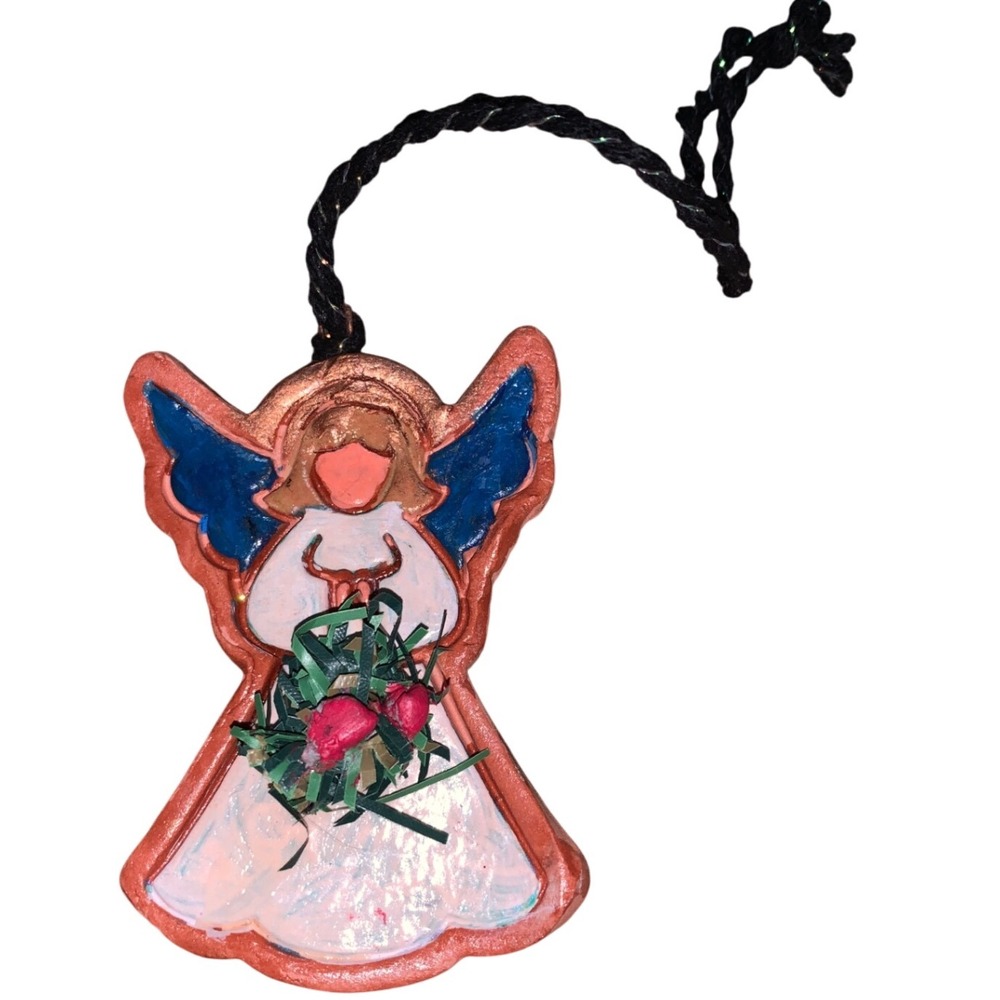 Handmade Angel Christmas Ornament with Berries‎ and Greenery
